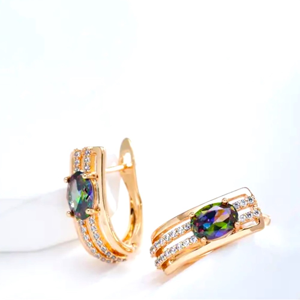 Stud Mystic Topaz Rose Gold Earrings View 3